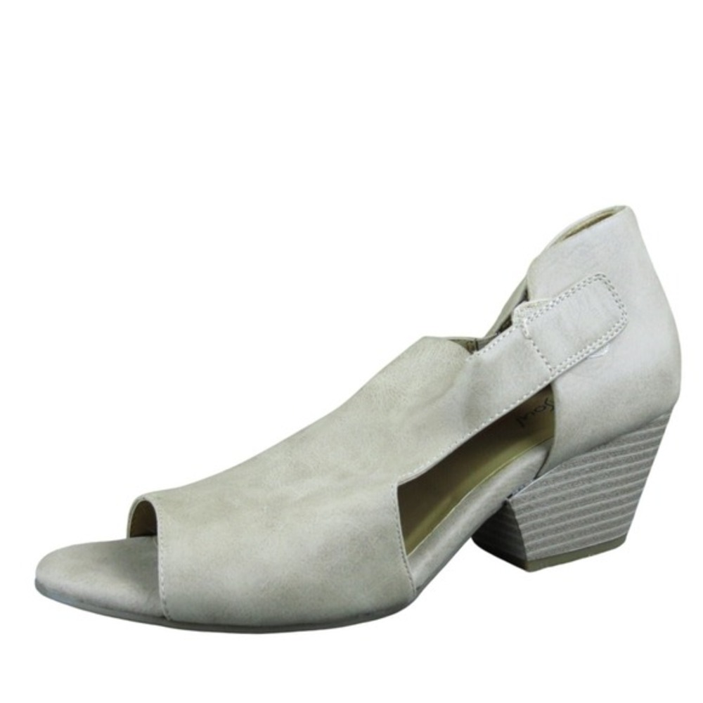 Natural Soul Womens Light Gray Open-Toe Block Heel Sandals